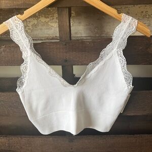 🟤NWT BOZZOLO Brami with Lace Detail in White Sz S/M